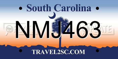 NMJ463 South Carolina License Plate