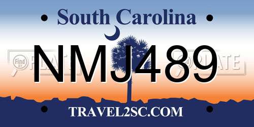 NMJ489 South Carolina License Plate