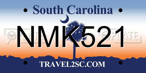 NMK521 South Carolina License Plate
