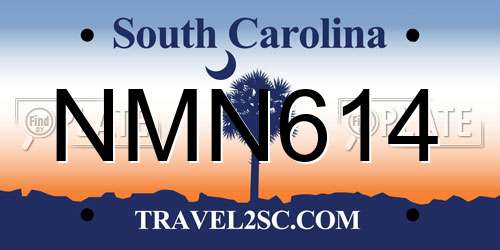 NMN614 South Carolina License Plate