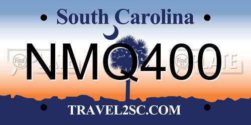 NMQ400 South Carolina License Plate
