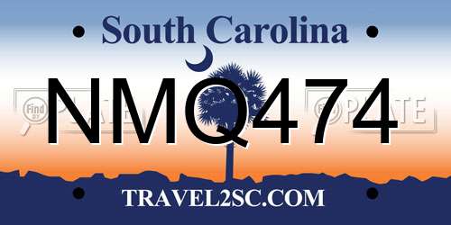 NMQ474 South Carolina License Plate