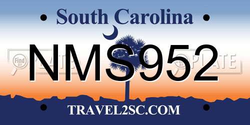 NMS952 South Carolina License Plate
