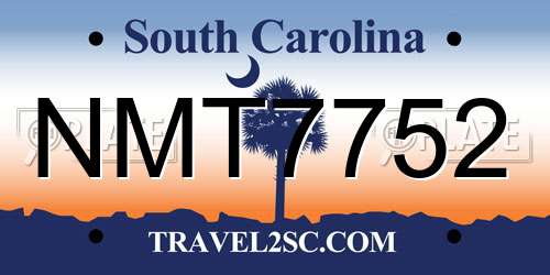 NMT7752 South Carolina License Plate