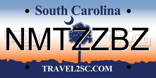NMTZZBZ South Carolina License Plate