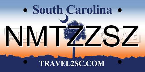 NMTZZSZ South Carolina License Plate