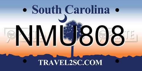 NMU808 South Carolina License Plate