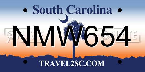 NMW654 South Carolina License Plate