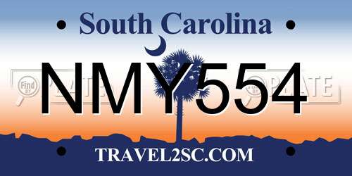 NMY554 South Carolina License Plate