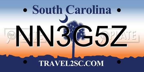 NN3G5Z South Carolina License Plate