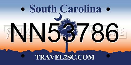 NN53786 South Carolina License Plate