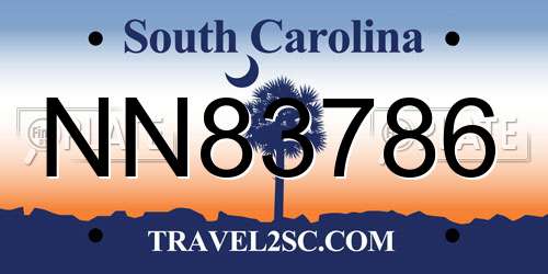 NN83786 South Carolina License Plate