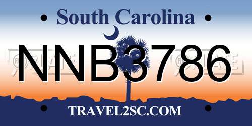 NNB3786 South Carolina License Plate