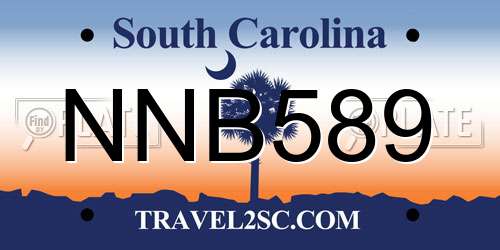 NNB589 South Carolina License Plate