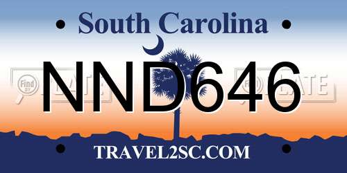 NND646 South Carolina License Plate