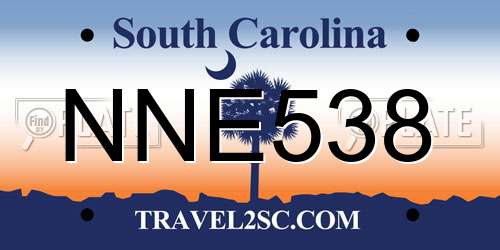 NNE538 South Carolina License Plate
