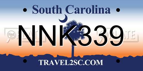 NNK339 South Carolina License Plate