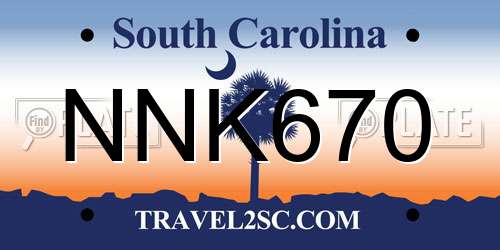 NNK670 South Carolina License Plate