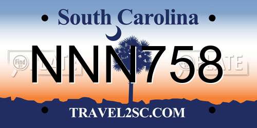 NNN758 South Carolina License Plate