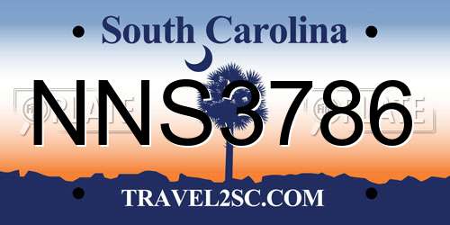 NNS3786 South Carolina License Plate