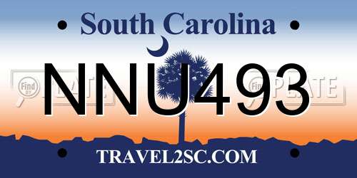 NNU493 South Carolina License Plate