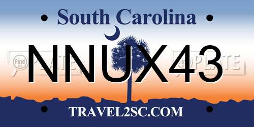 NNUX43 South Carolina License Plate