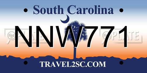 NNW771 South Carolina License Plate