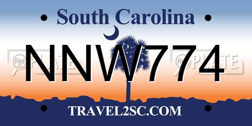 NNW774 South Carolina License Plate