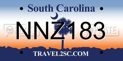 NNZ183 South Carolina License Plate