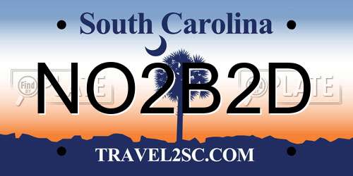 NO2B2D South Carolina License Plate