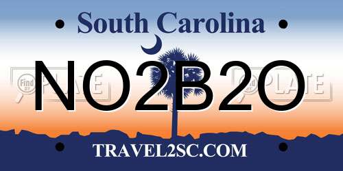 NO2B2O South Carolina License Plate