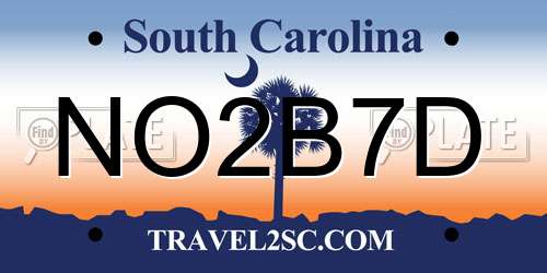 NO2B7D South Carolina License Plate