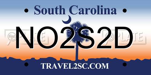 NO2S2D South Carolina License Plate