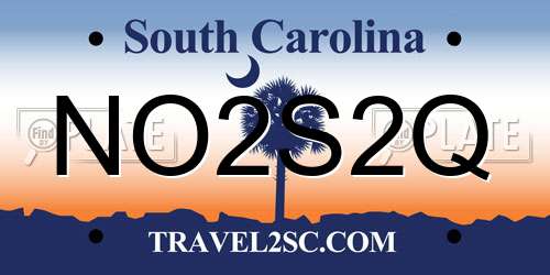 NO2S2Q South Carolina License Plate