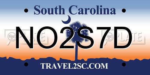 NO2S7D South Carolina License Plate