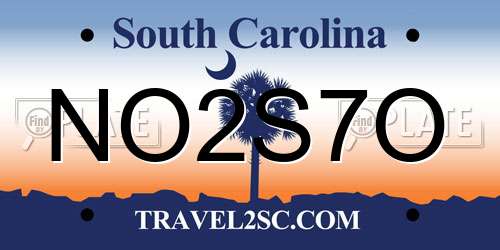 NO2S7O South Carolina License Plate