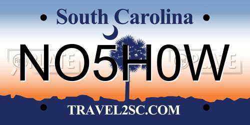NO5H0W South Carolina License Plate