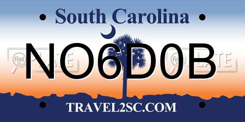NO6D0B South Carolina License Plate