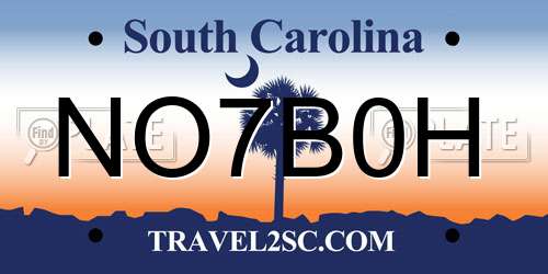 NO7B0H South Carolina License Plate