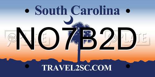 NO7B2D South Carolina License Plate