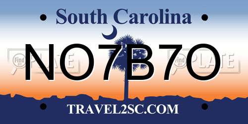 NO7B7O South Carolina License Plate
