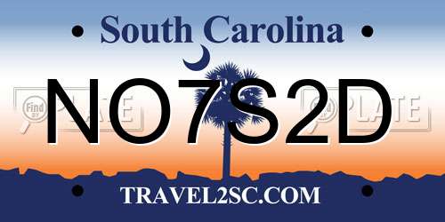 NO7S2D South Carolina License Plate