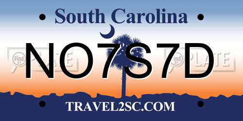 NO7S7D South Carolina License Plate