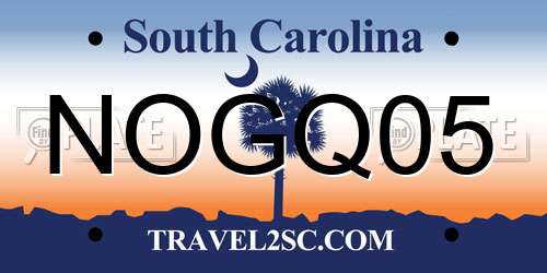 NOGQ05 South Carolina License Plate