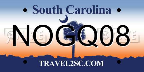 NOGQ08 South Carolina License Plate