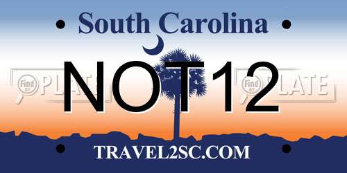 NOT12 South Carolina License Plate