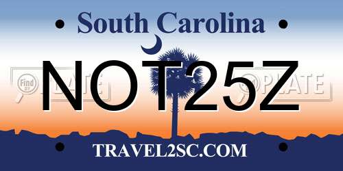 NOT25Z South Carolina License Plate