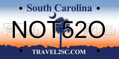 NOT52O South Carolina License Plate
