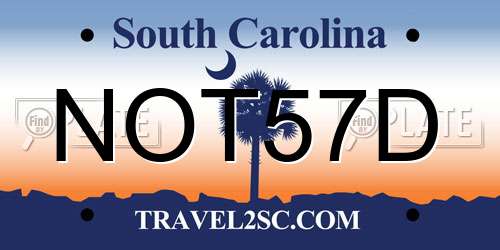 NOT57D South Carolina License Plate
