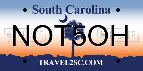 NOT5OH South Carolina License Plate